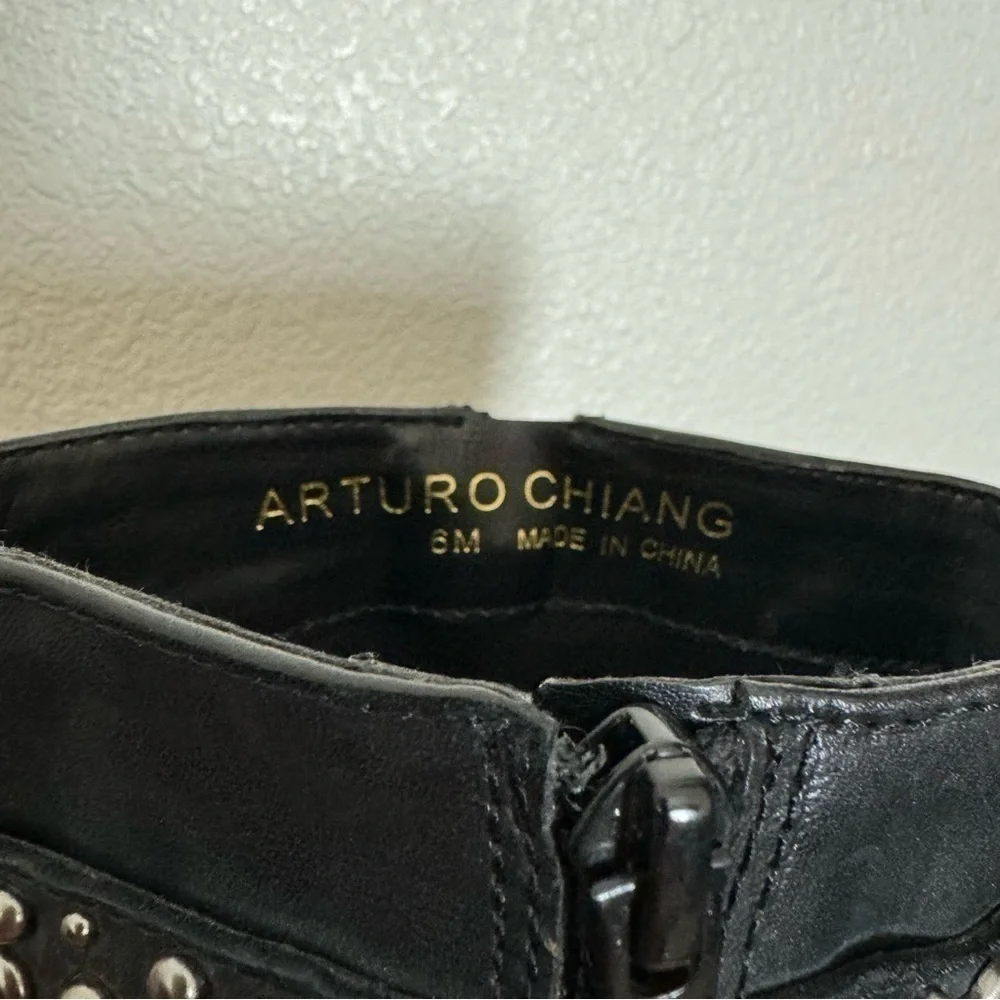 Arturo Chiang Black Leather Boots Size 6